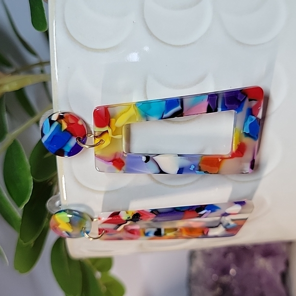 Rainbow Kaleidescope Drop Earrings, S925 - Picture 3 of 5